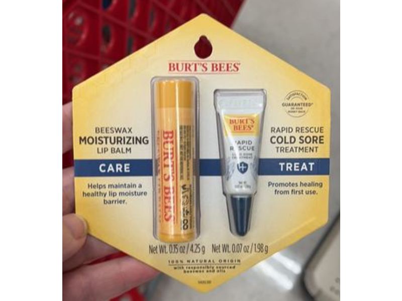 Burt's Bees Beeswax Moisturizing Lip Balm + Rapid Rescue Cold Sore Treatment Set