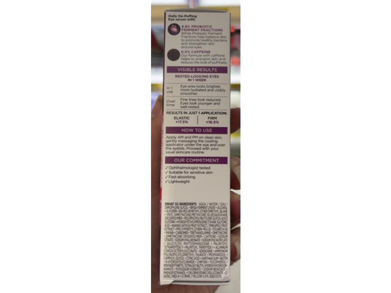 L'Oreal Paris Revitalift Youth Code De - Puffing Eye Serum​, 10% Probiotic Ferments + Caffeine, 20 mL