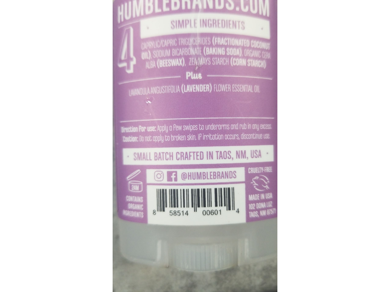 Humble All Natural Deodorant, Mountain Lavender, 2.5 oz/70 g