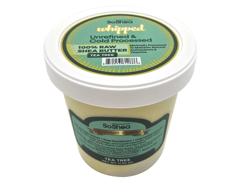SoShea Whipped Unrefined Cold Processed Shea Butter, Tea Tree, 11.50 oz