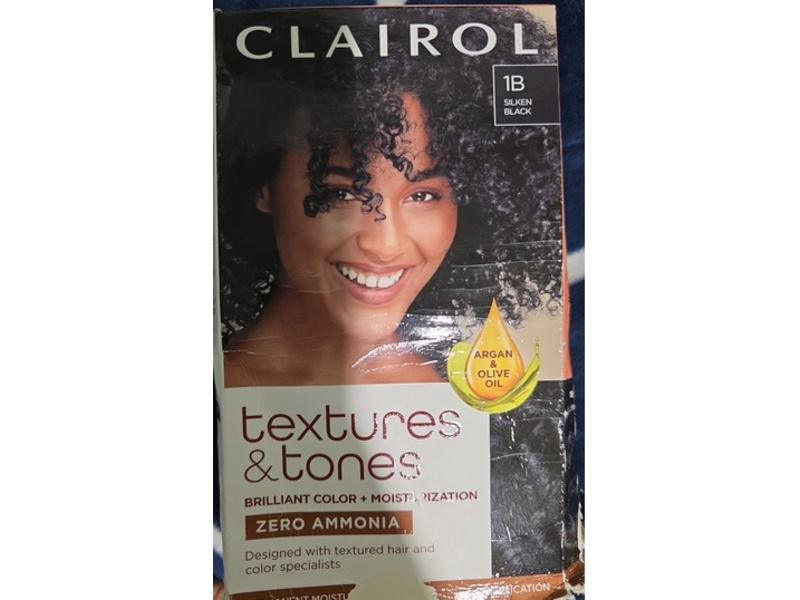Clairol Textures & Tones Permanent Moisture-Rich Hair Color, 1B Silken Black, 1 Application