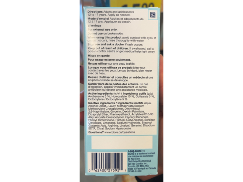 Biore UV Aqua Rich Weightless Moisturizer Lotion, SPF 50, 50 mL