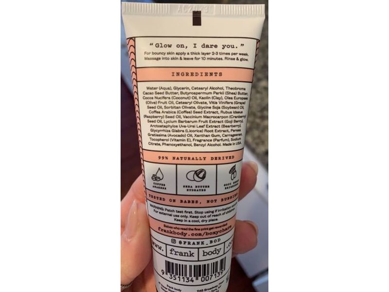 Frank Body Glow Mask, Caffeinated, 2.71 fl oz/80 mL