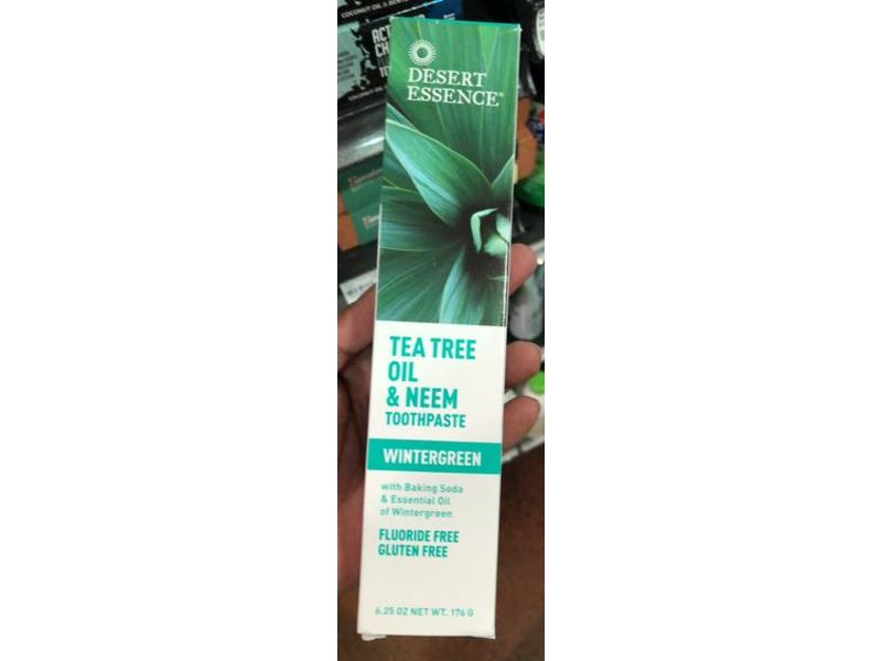 Desert Essence Tea Tree Oil & Neem Toothpaste, Wintergreen, 6.25 oz/176 g, Pack Of 2