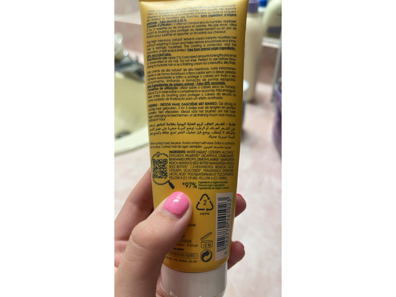 Klorane Nourishing Leave-in Cream with Mango Butter, 4.2 oz/125 mL