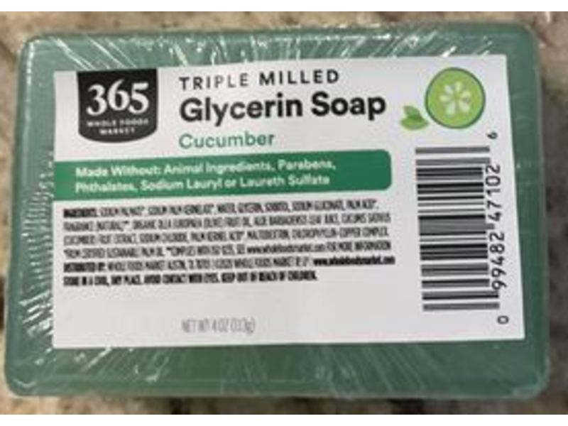 365 Whole Foods Market Triple Milled Glycerin Soap, Cucumber, 4 oz/113 g