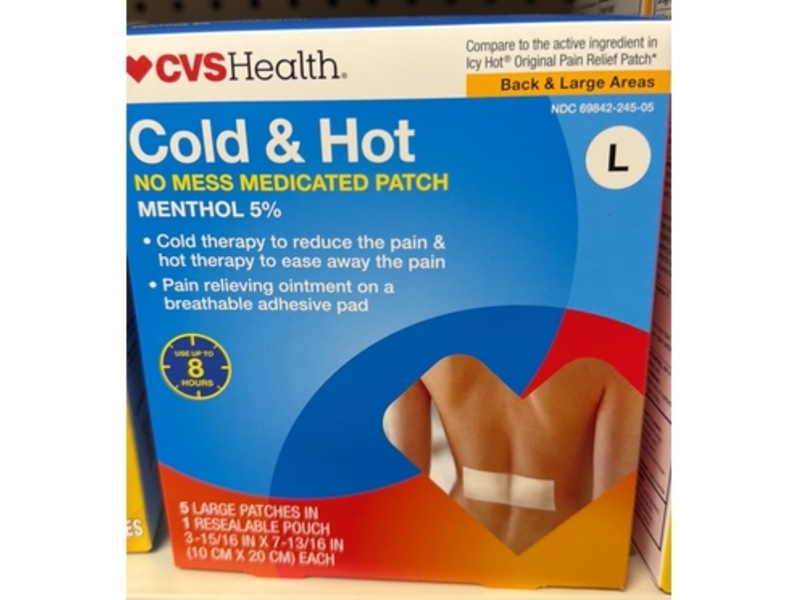 CVS Health Cold & Hot No Mess Medicated Patch, Menthol 5%, L, 5 Count