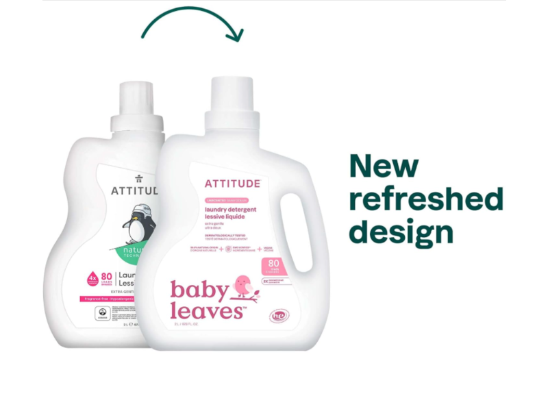 Attitude Baby Leaves Laundry Detergent, Unscented, 80 Loads, 67.6 fl oz/2 L