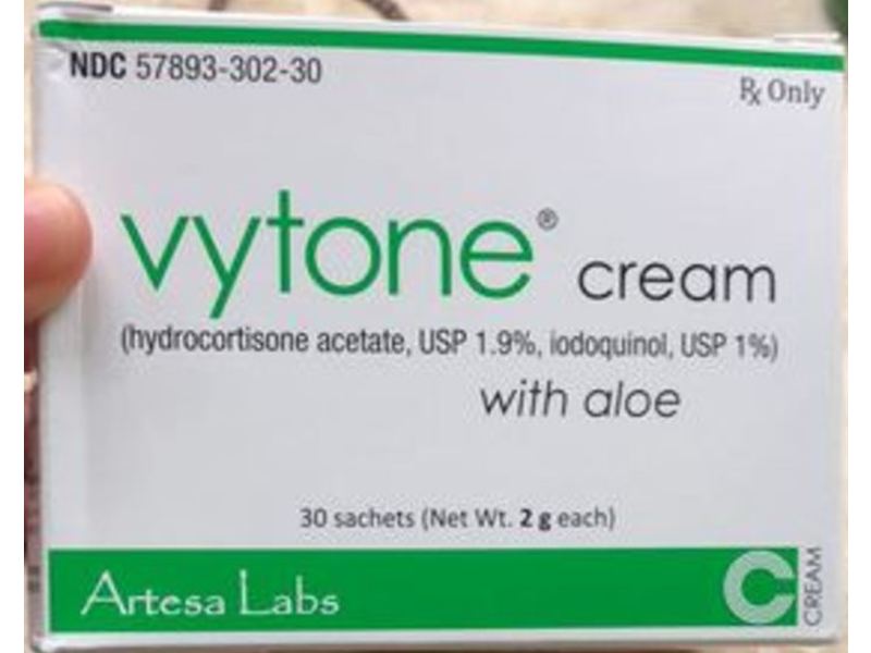 Vytone Cream (hydrocortisone acetate, iodoquinol) 1.9%/1%, 30 pack, 2g, Artesa Labs (RX)