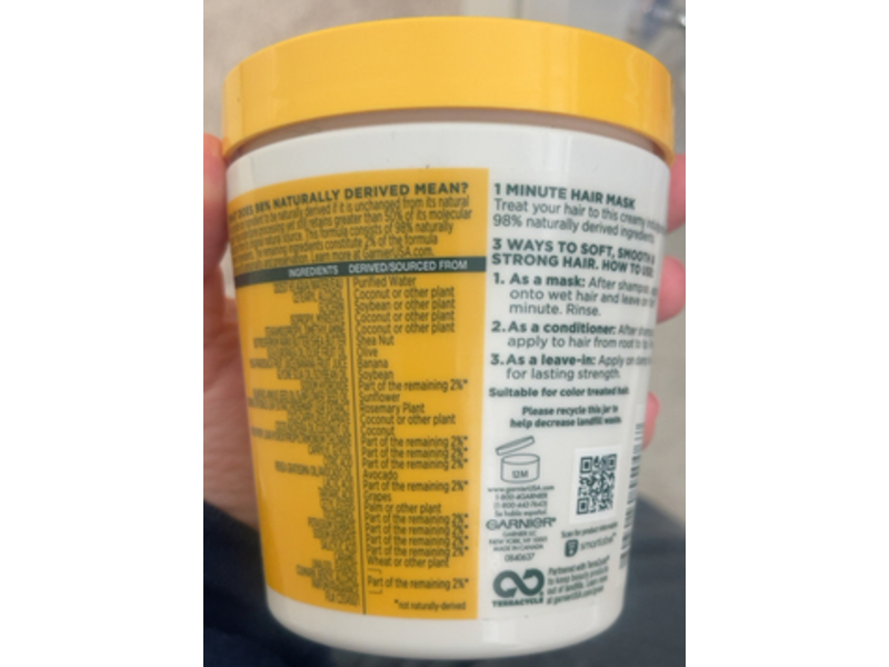 Garnier Fructis Strengthening Treat 1 Minute Hair Mask, Banana Extract, 13.5 fl oz/400 mL