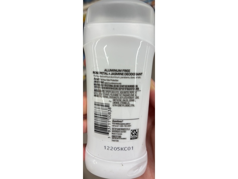 Suave Aluminum Free Deodorant, Rose Petal & Jasmine, 2.6 oz/74 g