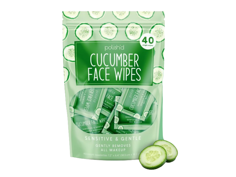 Polish'd Face Wipes, Cucumber, 40 Count