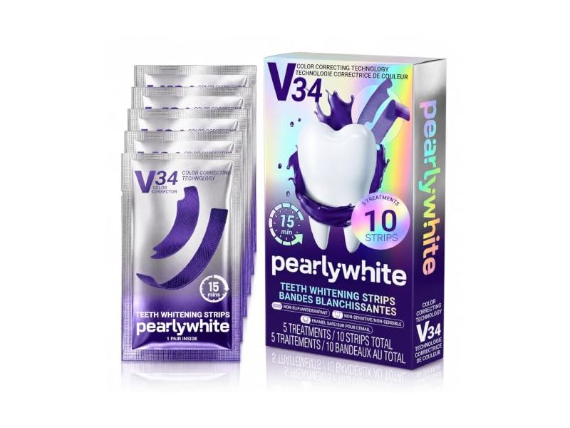 Pearly White V34 Teeth Whitening Strips, 10 Count
