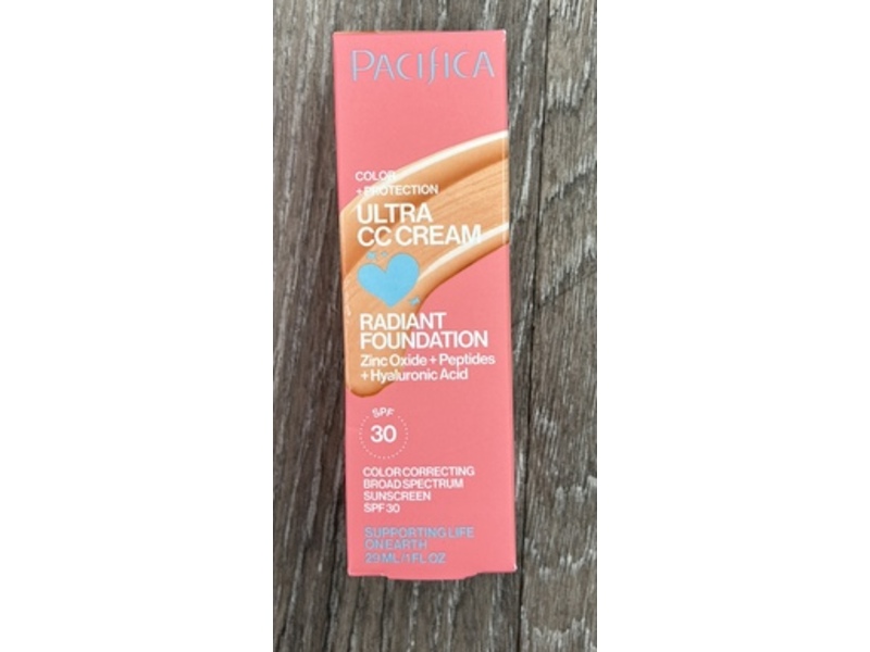 Pacifica Color + Protection Ultra CC Cream Radiant Foundation,Neutral/Fair, SPF 30, 1 fl oz/30 mL