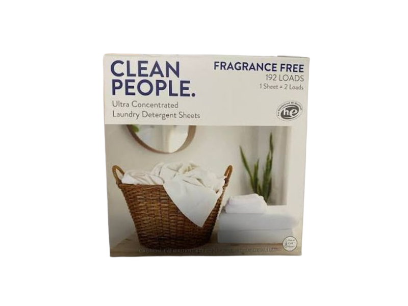Clean People. Ultra Concentrated Laundry Detergent Sheets, Fragrance Free, 192 Loads