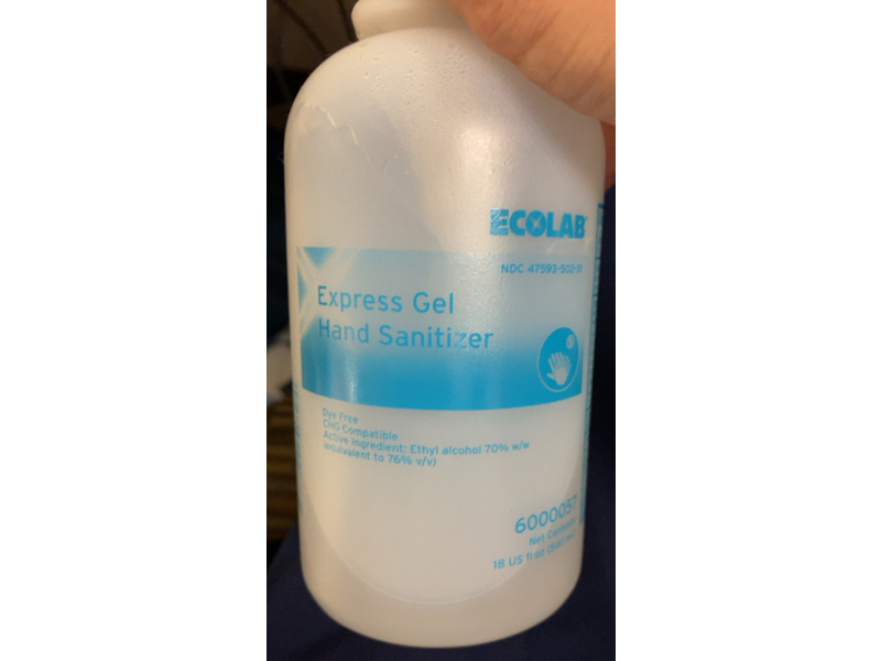 Ecolab Express Gel Hand Sanitizer, 18 fl oz/540 mL