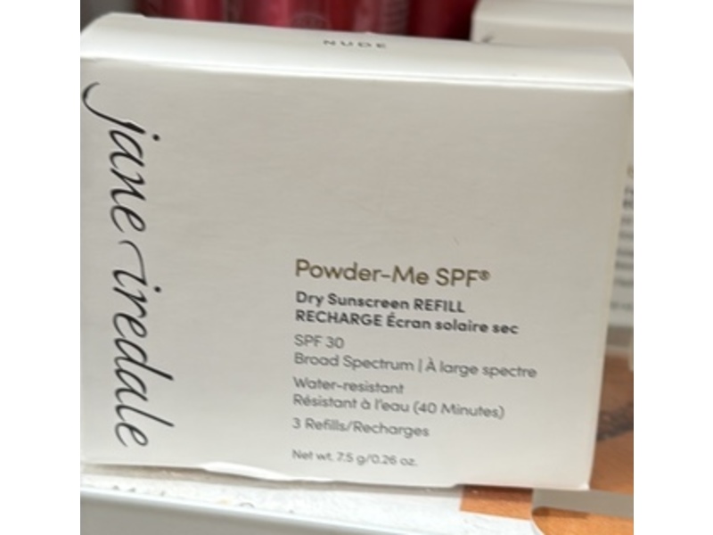 Jane Iredale Powder-Me Dry Sunscreen Refill, SPF 30, Nude, 0.26 oz/7.5 g, 3 Count