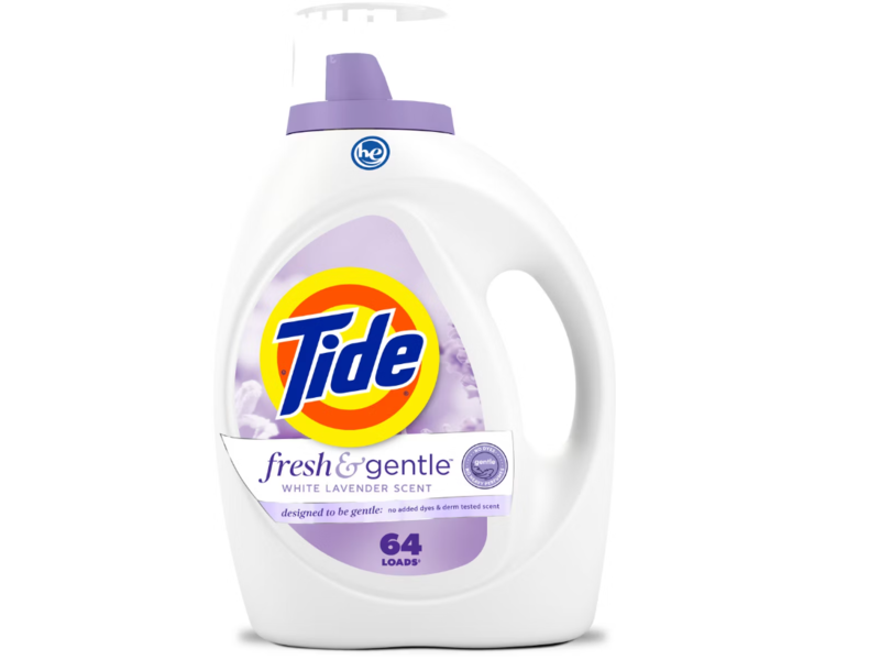 Tide Fresh & Gentle Liquid Laundry Detergent, White Lavender, 64 Loads, 84 fl oz