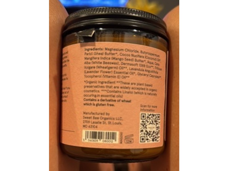 Sweet Bee Organics Sweet Sleep Magnesium Butter, Original Lavender, 8 oz