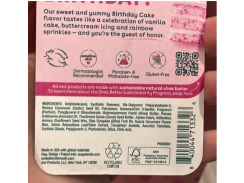 EOS 24H Moisture Super Balm, Birthday Cake, 0.35 fl oz/10 mL