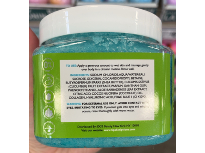 Spascriptions Hyaluronic Acid Exfoliating Body Scrub, Sea Salt & Cucumber, 21 oz/600 g