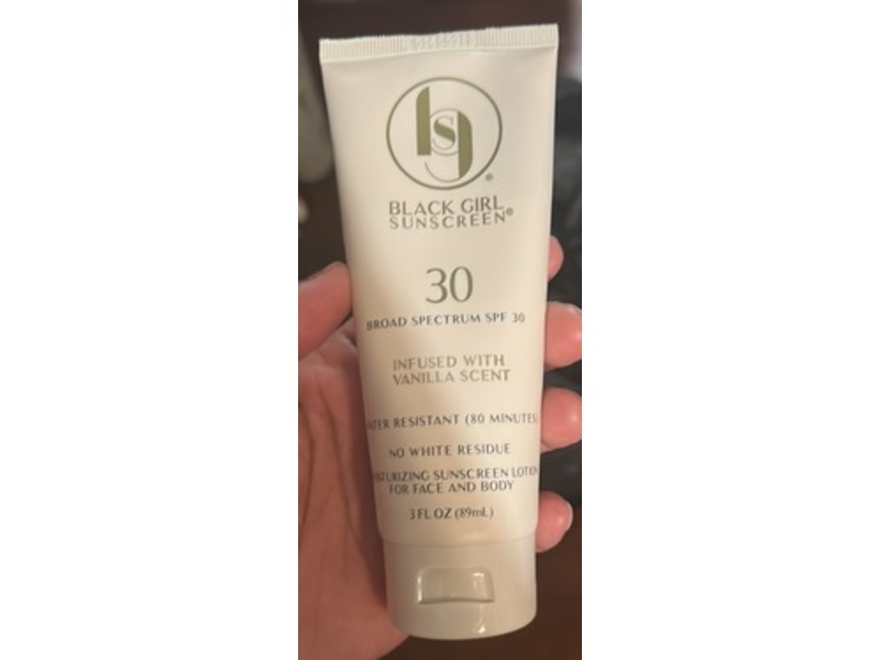 Black Girl Moisturizing Sunscreen Lotion, SPF 30, Vanilla Scent, 3 fl oz/89 mL