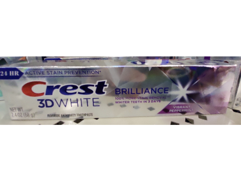 Crest 3D White Brilliance Toothpaste, Vibrant Peppermint, 2.4 oz/68 g