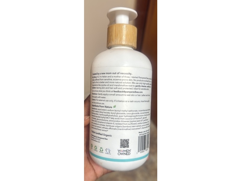 Pampered Bee Natural Shampoo + Body Wash, Unscented, 12 fl oz/354 mL