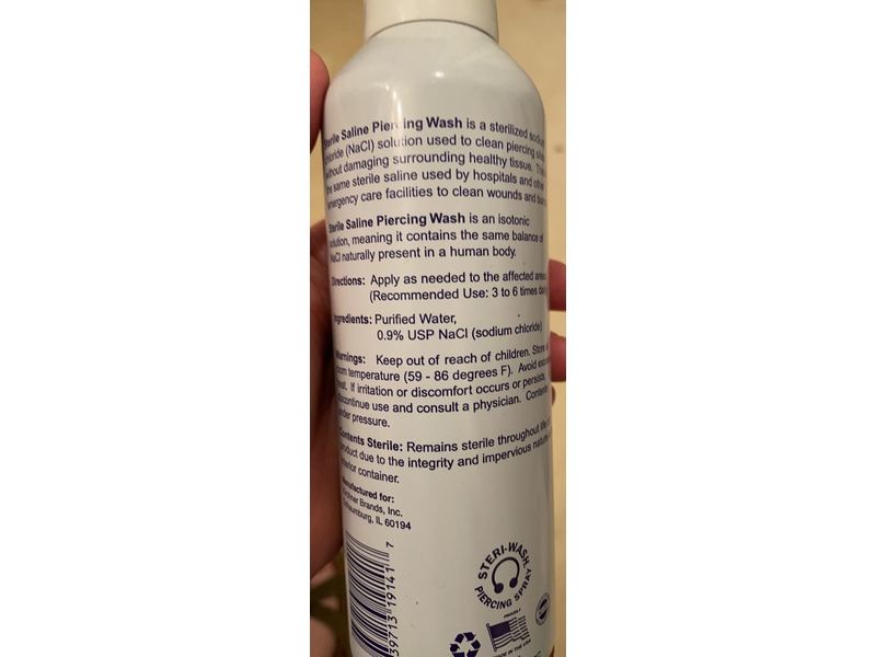 Steri - Wash Sterile Saline Piercing Wash, 8 fl oz/237 mL