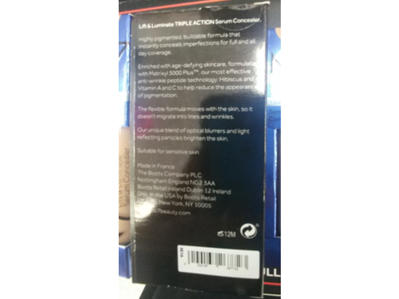 No7 Lift & Luminate Serum Concealer, Triple Action, Fair, 0.27 fl oz/8 mL