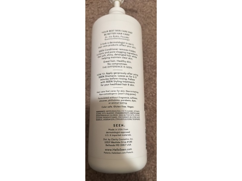 SEEN Conditioner, Fragrance Free, 32.5 fl oz/960 mL