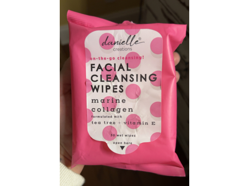 Danielle Marine Collagen Creations Facial Cleansing Wipes, Tea Tree + Vitamin E, 30 Count