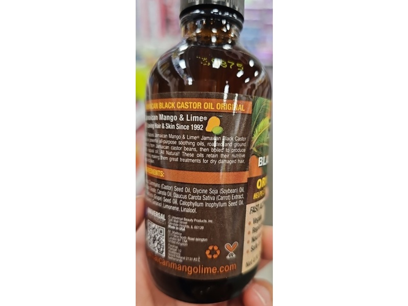 Jamaican Mango & Lime Original Black Castor Oil, 4 fl oz/118 mL