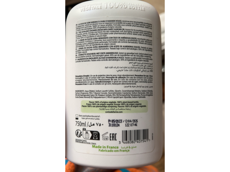 Corine De Farme Ultra-Rich Shower Cream, 750 mL