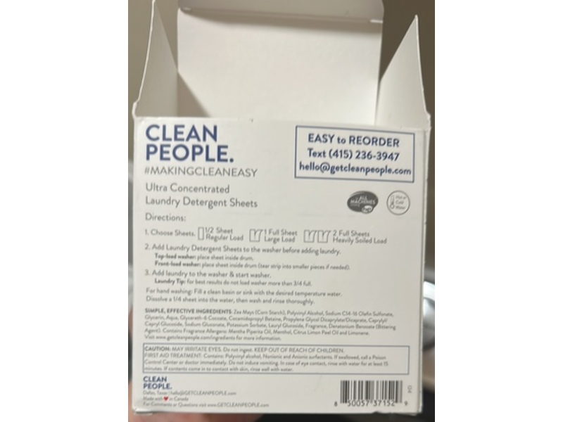The Clean People Ultra Concentrated Laundry Detergent Sheets, Peppermint, 192 Loads