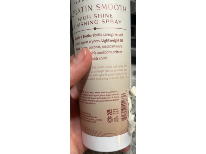 Pearlessence Keratin Smooth High Shine Finishing Spray, Biotin+Marula Oil, 8 fl oz/234 mL