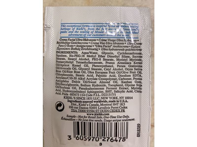 Kiehl's Since 1851 Ultra Facial Cream, 0.10 fl oz/3 mL