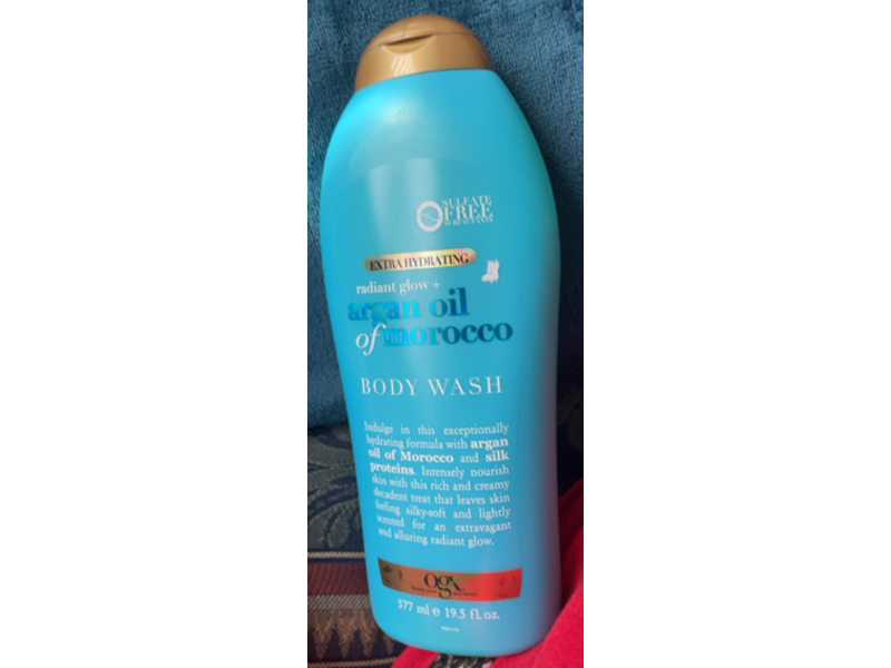 OGX Extra Hydrating Body Wash, Radiant Glow + Argan Oil Of Morocco, 19.5 fl oz/557 mL
