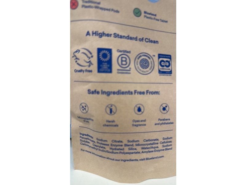 Blue Land Dishwasher Detergent Tablets, Free & Clear, 14.6 oz/415 g, 62 Loads