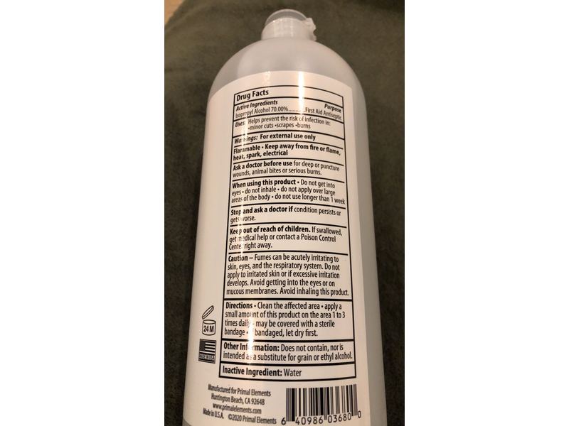 Primal Elements 70% Isopropyl Alcohol 32 Fl Oz