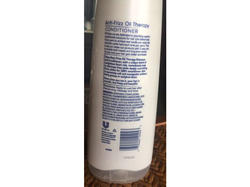 Dove Nutritive Solutions Anti-Frizz Oil Therapy Conditioner, 12 fl oz/355 mL