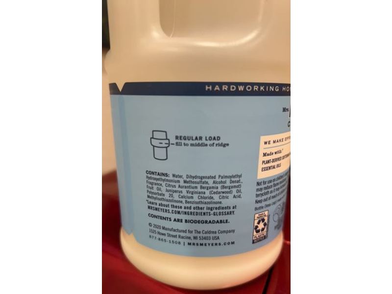 Mrs. Meyer's Clean Day Fabric Softener, Rain Water Scent, 32 oz/946 mL