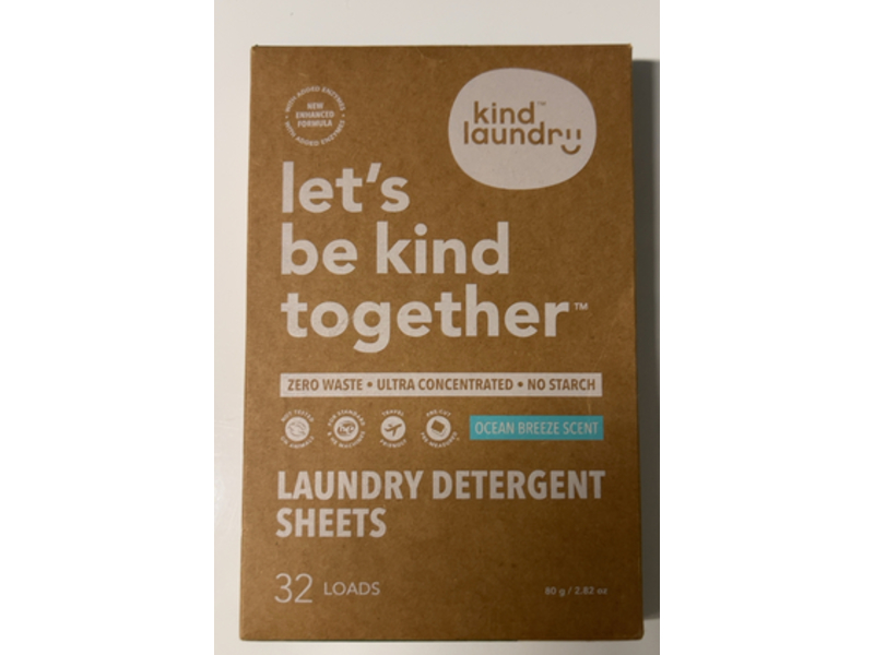 Kind Laundry Let's Be Kind Together Laundry Detergent Sheets, Ocean Breeze, 32 Loads, 2.82 oz/80 g
