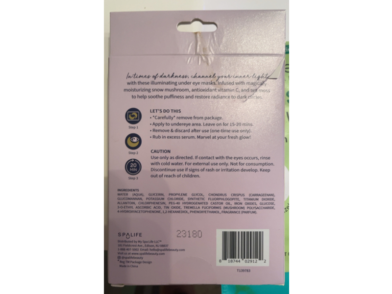 SpaLife Moonlit Magic Brightening Under Eye Masks, 0.13 oz/3.8 g, 3 Pairs