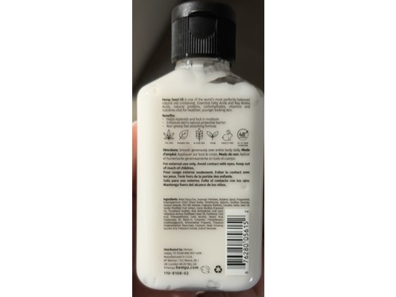 Hempz Herbal Body Moisturizer, Whipped Vanilla & Coconut Cream, 2.25 fl oz/66 mL