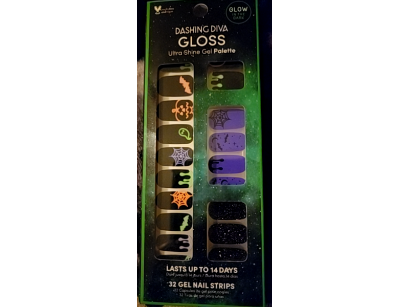Dashing Diva Gloss Ultra Shine Nail Strips Gel Palette, Glow In The Dark, 32 Count