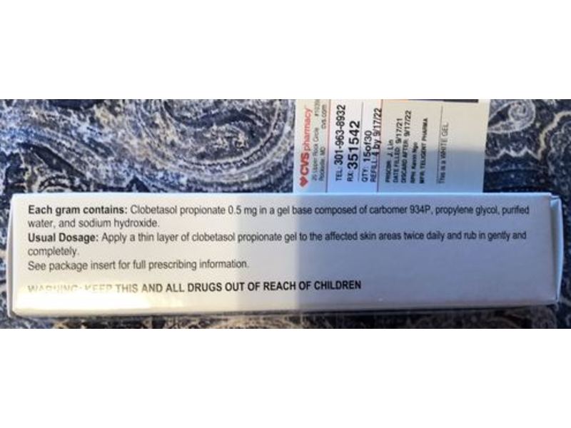 Clobetasol Propionate Gel, 0.05%, 15 g Teligent (RX)