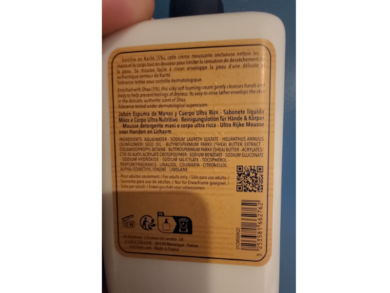 L'occitane En Provence Hands & Body Ultra Rich Wash, Karite 5% Shea, 16.9 fl oz/500 mL