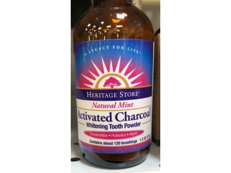 Heritage Store Activated Charcoal Whitening Tooth Powder, Natural Mint, 1.3 oz