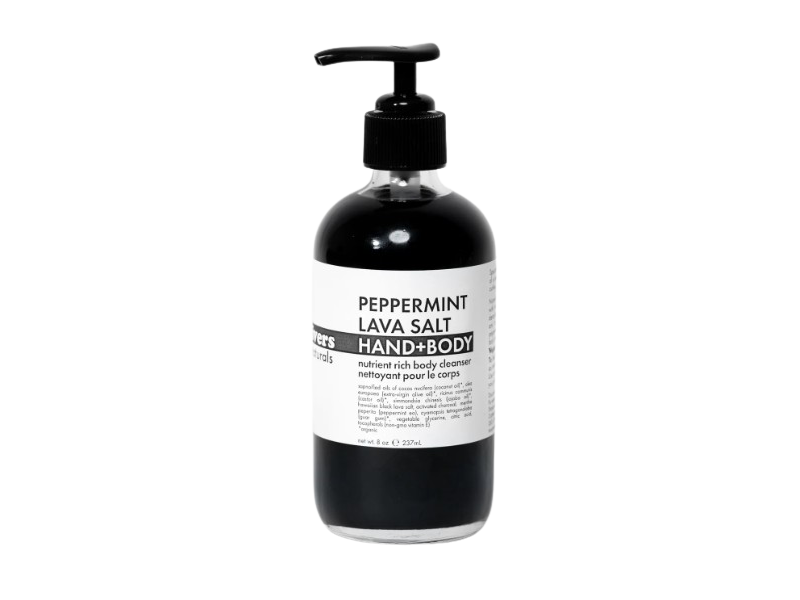 Moon Rivers Naturals Peppermint Lava Salt Hand + Body Nutrient Rich Body Cleanser, 8 oz/273 mL
